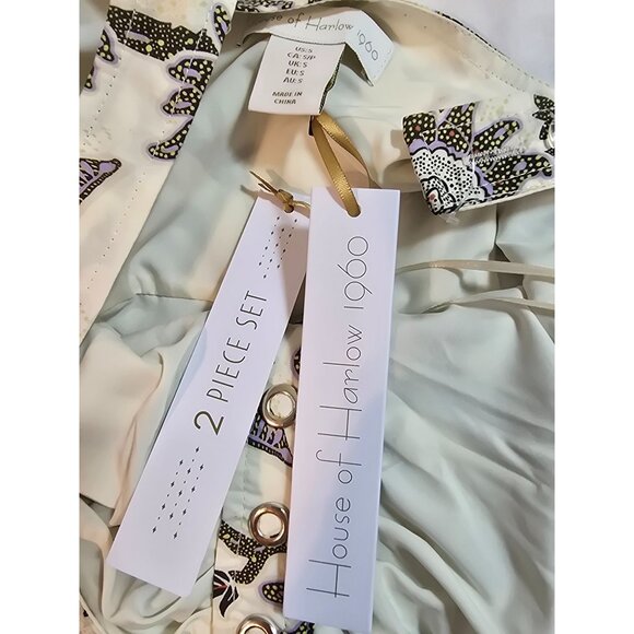 House Of Harlow Floral Print Cropped Top Snap Front Adjustable Straps Size S New - Picture 4 of 10